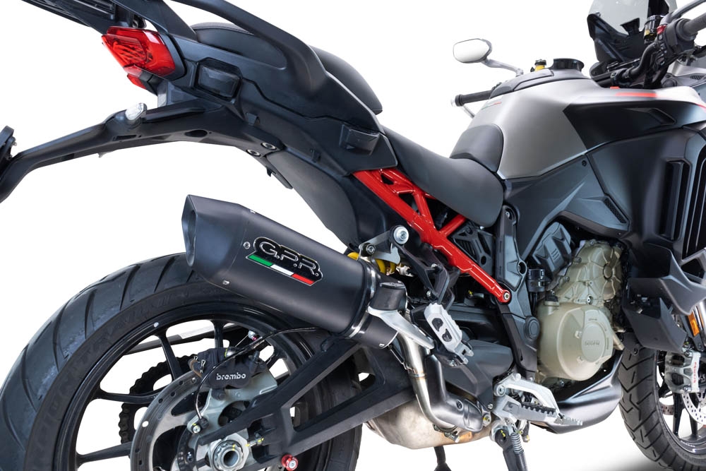 Escape compatible con Ducati Multistrada V4 Rally 2023-2024, Furore Evo4 Nero, Escape legal, homologado, silenciador con db killer desmontable y tubo de conexión específico 