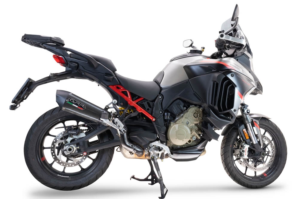 Escape compatible con Ducati Multistrada V4 Grand Tour 2024-2025, GP Evo4 Poppy, Escape legal, homologado, silenciador con db killer desmontable y tubo de conexión específico 