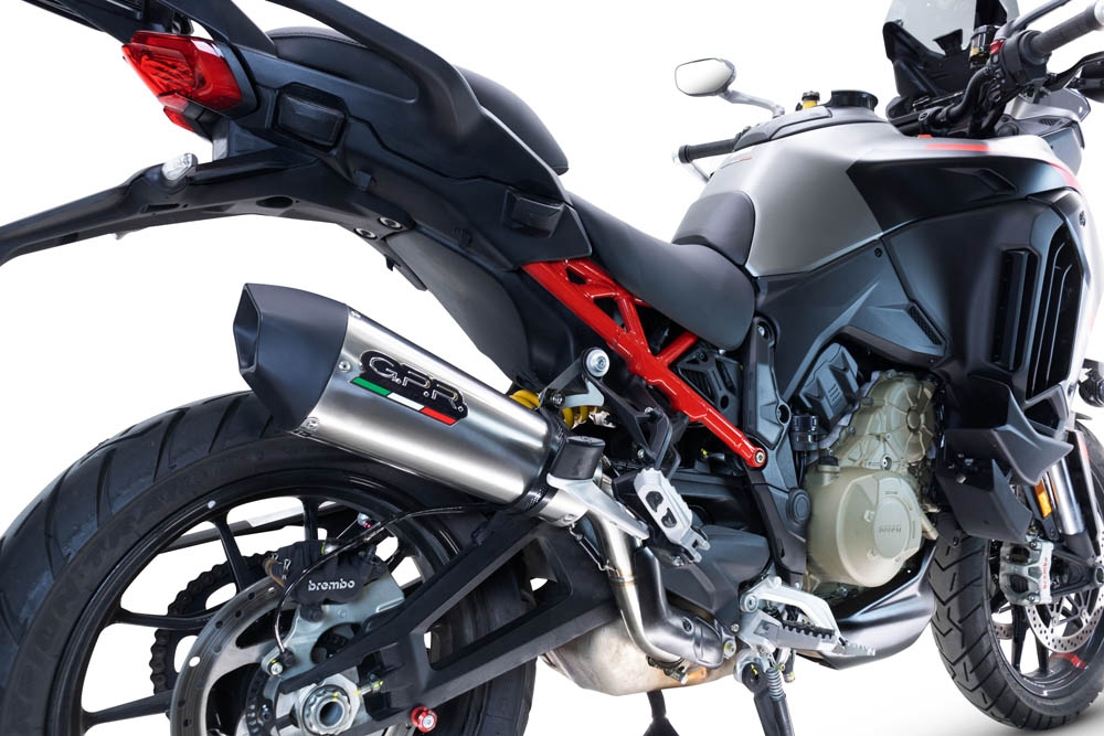 Escape compatible con Ducati Multistrada V4 Grand Tour 2024-2025, GP Evo4 Titanium, Escape legal, homologado, silenciador con db killer desmontable y tubo de conexión específico 