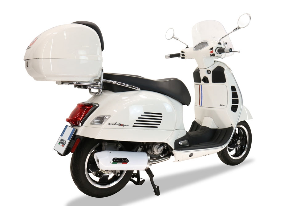 Escape compatible con Piaggio Vespa 125 Granturismo 2003-2007, Albus Ceramic, Escape completo racing, incluyendo colector y db killer desmontable, sin homologación 