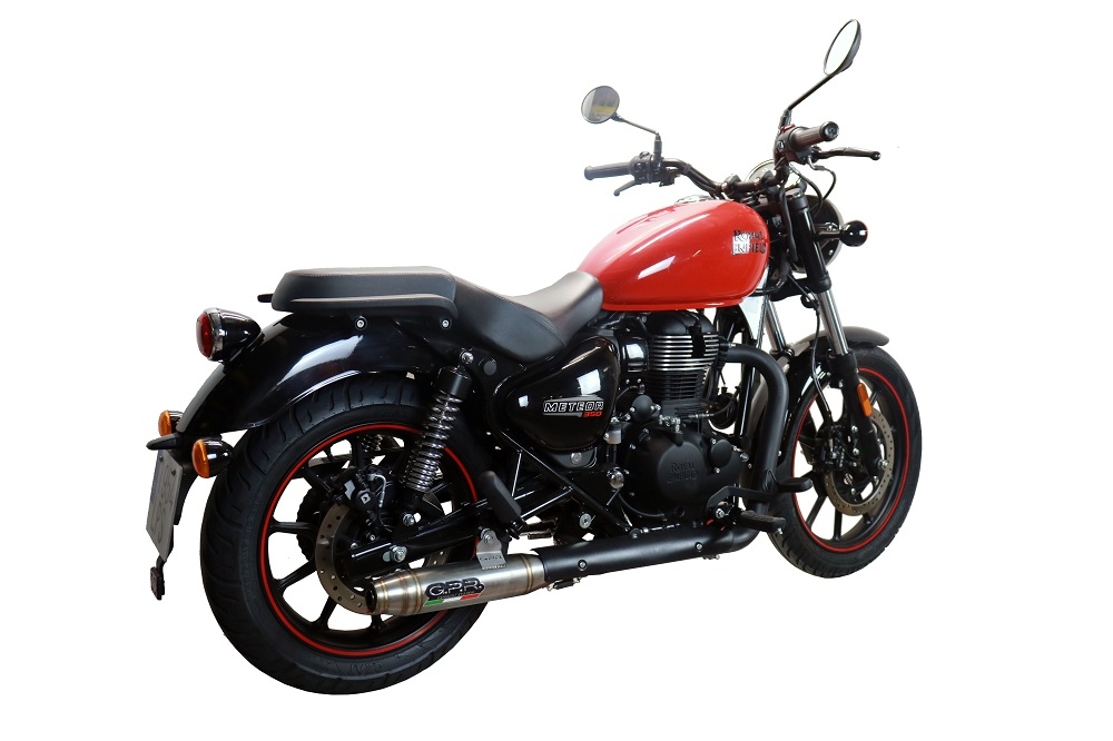 Escape compatible con Royal Enfield Classic 350 2021-2023, Deeptone Inox, Escape racing, silenciador con tubo de conexion, articulo sin homologacion 