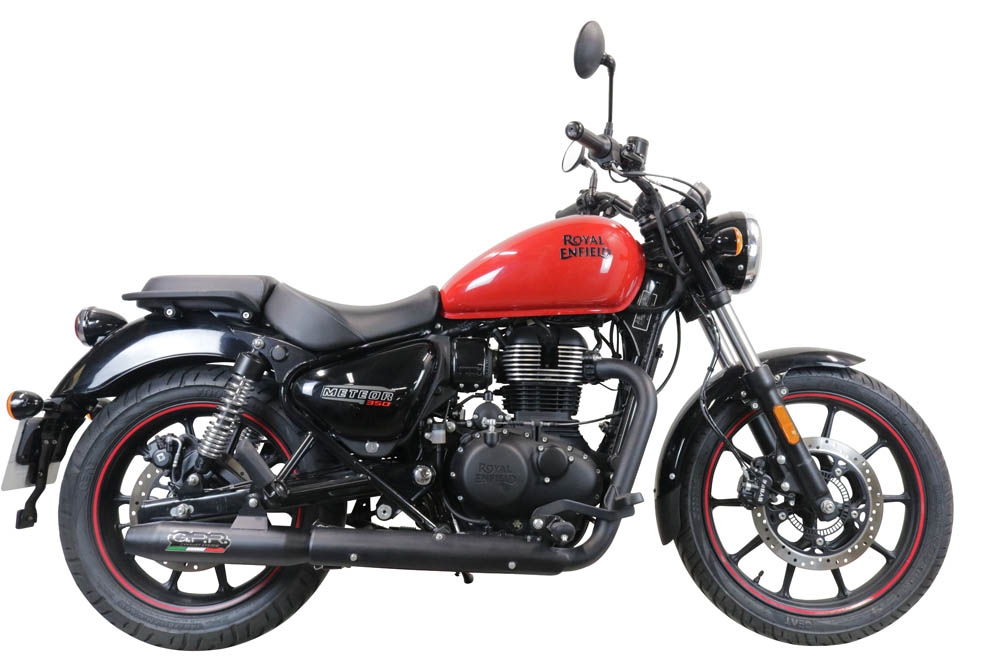 Escape compatible con Royal Enfield Meteor 350 2021-2023, Deeptone Nero, Escape homologado para mercados fuera de la UE 