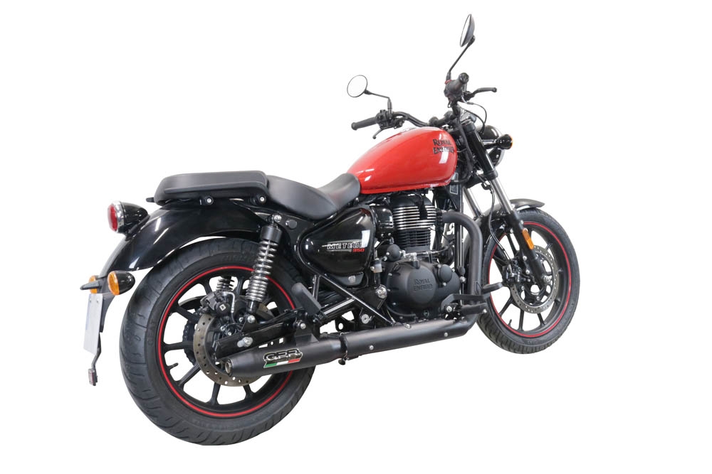 Escape compatible con Royal Enfield Meteor 350 2021-2023, Deeptone Nero, Escape homologado para mercados fuera de la UE 