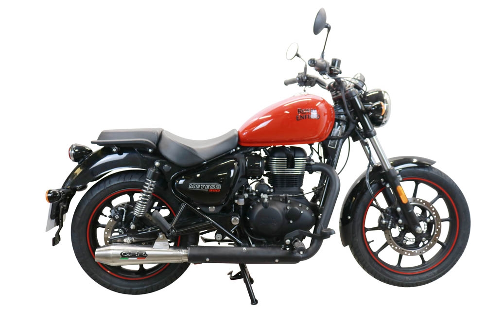 Escape compatible con Royal Enfield Meteor 350 2021-2023, Ultracone, Escape racing, silenciador con tubo de conexion, articulo sin homologacion 