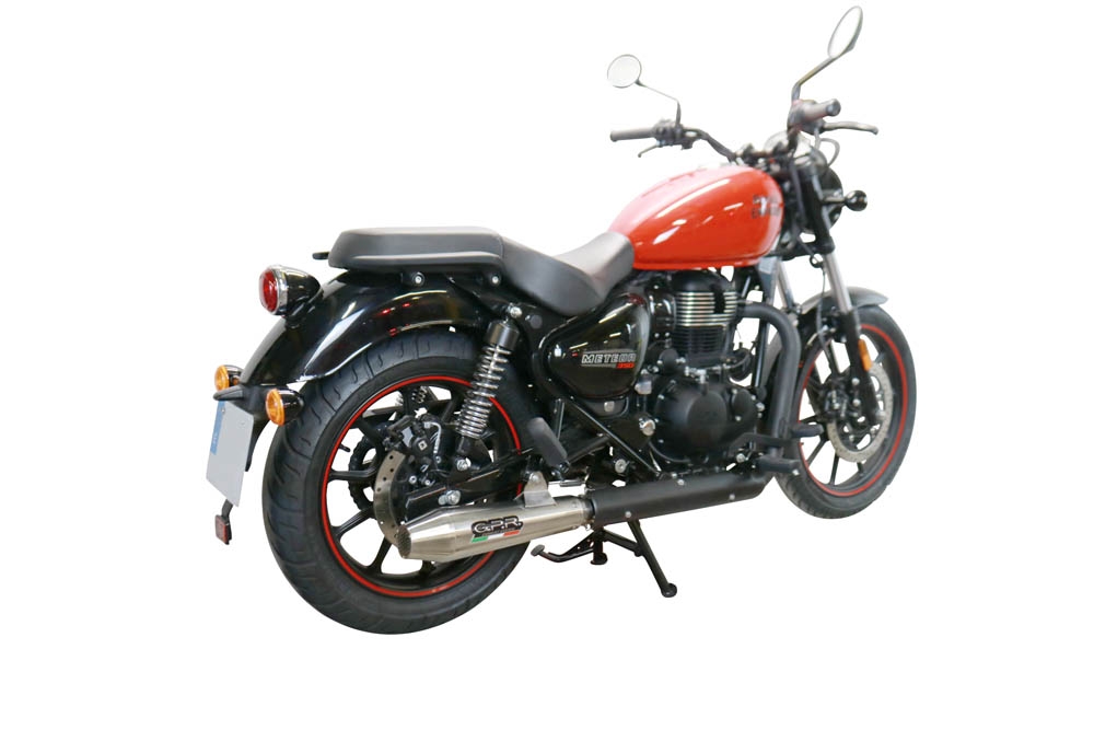 Escape compatible con Royal Enfield Meteor 350 2021-2023, Ultracone, Escape racing, silenciador con tubo de conexion, articulo sin homologacion 