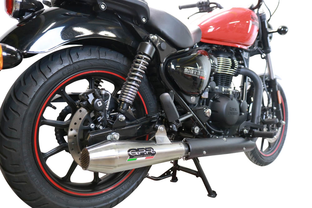 Escape compatible con Royal Enfield Meteor 350 2021-2023, Ultracone, Escape racing, silenciador con tubo de conexion, articulo sin homologacion 