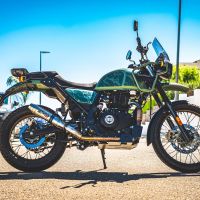 Escape compatible con Royal Enfield Himalayan 410 2021-2024, Deeptone Inox, Escape racing, silenciador con tubo de conexion, articulo sin homologacion 