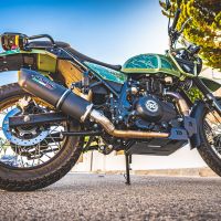 Escape compatible con Royal Enfield Scram 411 2022-2024, Furore Nero, Escape racing, silenciador con tubo de conexion, articulo sin homologacion 