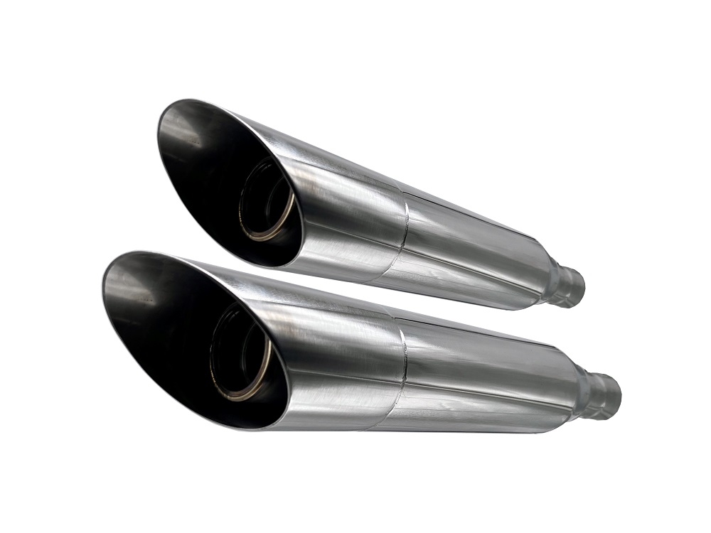 Escape compatible con Harley Davidson Sportster 883 2010-2018, Slash Inox, Par de terminales de escape homologados, con db killer extraíbles y tubos de conexión específicos 
