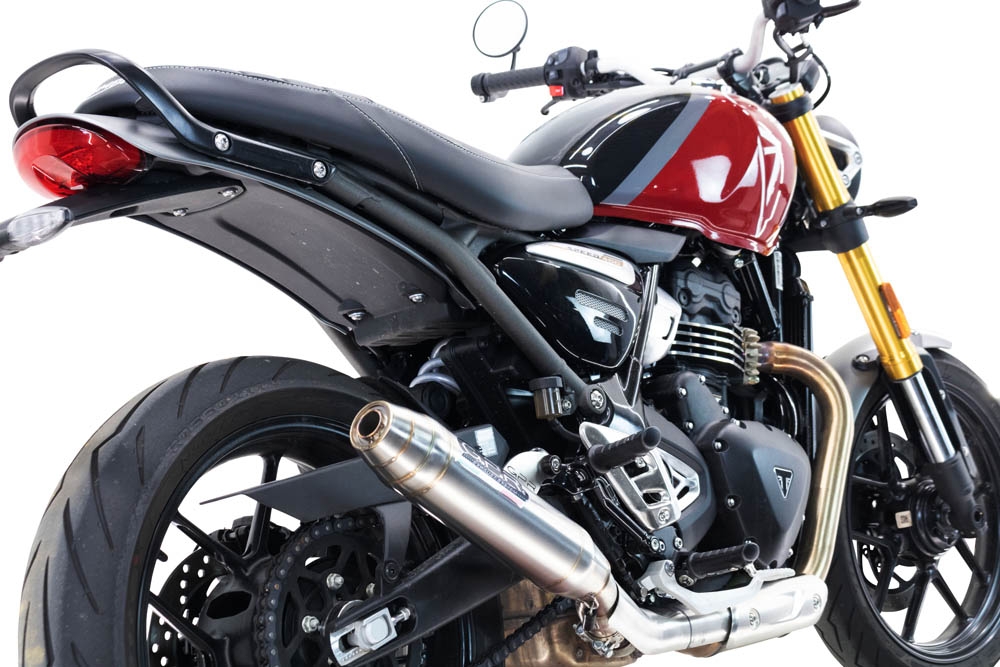 Escape compatible con Triumph Speed 400 2023-2025, Deeptone Inox, Escape legal, homologado, silenciador con db killer desmontable y tubo de conexión específico 