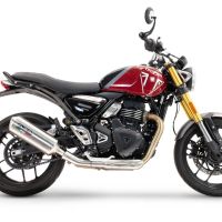 Escape compatible con Triumph Speed 400 2023-2025, Satinox , Escape legal, homologado, silenciador con db killer desmontable y tubo de conexión específico 