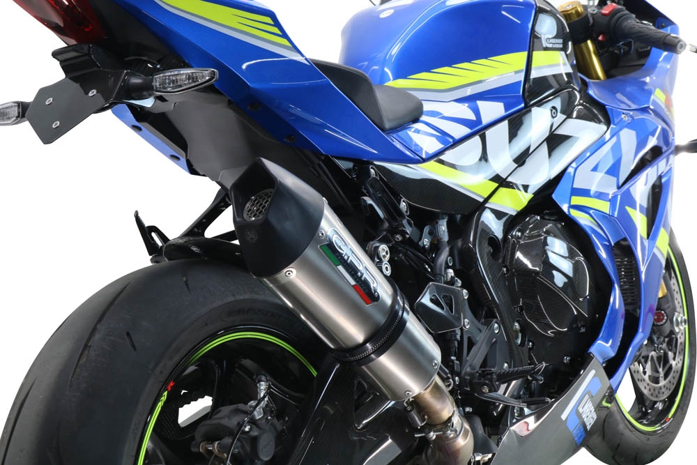 Escape compatible con Suzuki Gsx-R 1000 - 1000 R 2017-2020, GP Evo4 Titanium, Escape legal, homologado, silenciador con db killer desmontable y tubo de conexión específico 