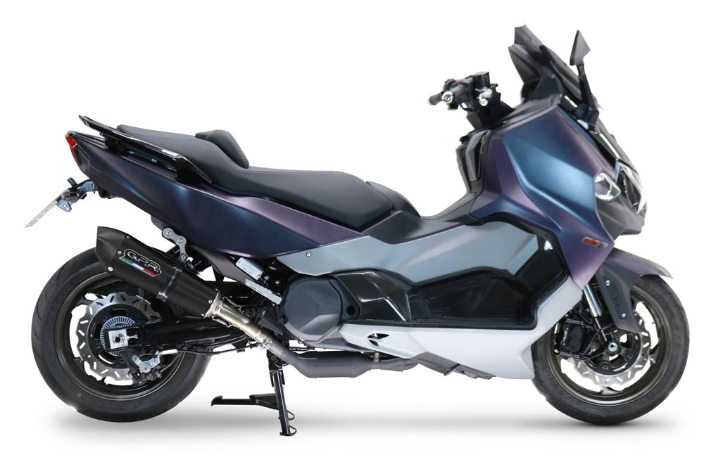 Escape compatible con Sym Maxsym TL 508 2021-2024, GP Evo4 Black Titanium, Escape legal, homologado, silenciador con db killer desmontable y tubo de conexión específico 