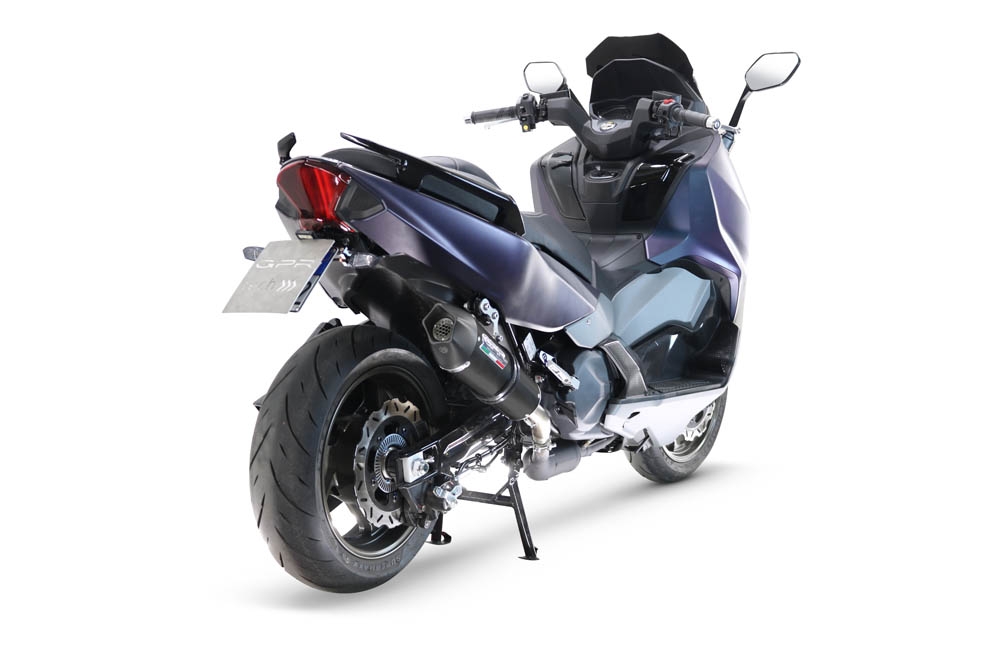 Escape compatible con Sym Maxsym TL 508 2021-2024, GP Evo4 Black Titanium, Escape legal, homologado, silenciador con db killer desmontable y tubo de conexión específico 