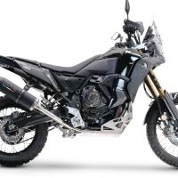 Escape compatible con Yamaha Tenere 700 2019-2020, Decatalizzatore + Paracoppa Titanio, Tubo supresor de catalizador más placa protectora de titanio del motor 