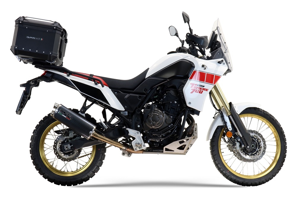 Escape compatible con Yamaha Tenere 700 2021-2024, Dual Poppy, Escape legal, homologado, silenciador con db killer desmontable y tubo de conexión específico 