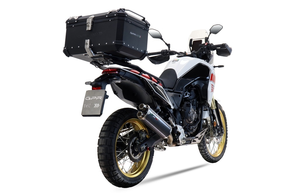 Escape compatible con Yamaha Tenere 700 2021-2024, Dual Poppy, Escape legal, homologado, silenciador con db killer desmontable y tubo de conexión específico 