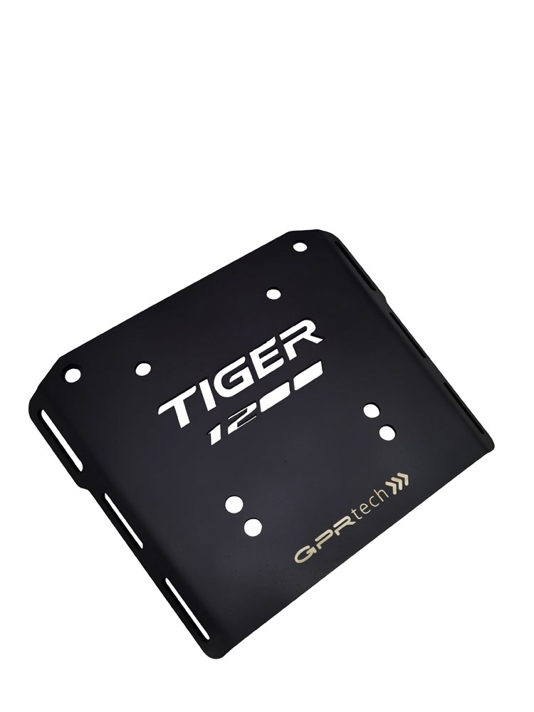 GPR TECH compatible con  Triumph Tiger 1200 explorer 2017/2021 e4 Placa de fijación específica en Titanio ALPITECH 35/55 LT compatible con portaequipajes original, fabricada en titanio con 4 puntos de anclaje