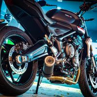 Escape compatible con Triumph Trident 660 2021-2024, M3 Black Titanium, Escape completo, no legal para países de la UE, con db killer extraíble 