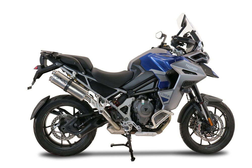 Escape compatible con Triumph Tiger 1200 Gt - Rally 2022-2024, Dual Inox, Escape legal, homologado, silenciador con db killer desmontable y tubo de conexión específico 