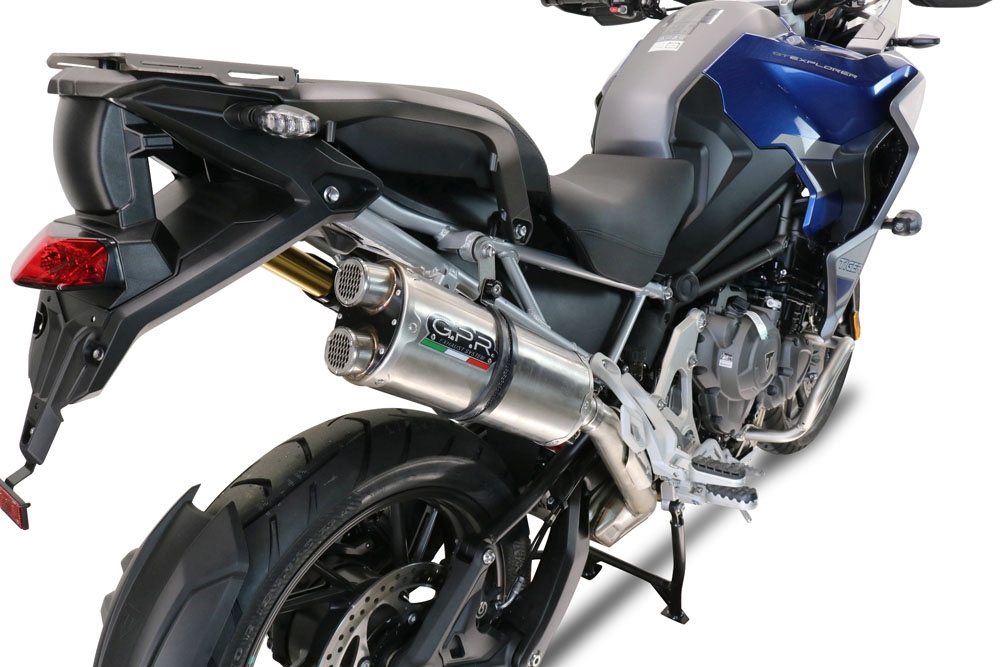 Escape compatible con Triumph Tiger 1200 Gt - Rally 2022-2024, Dual Inox, Escape legal, homologado, silenciador con db killer desmontable y tubo de conexión específico 
