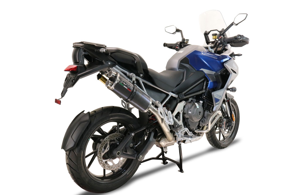 Escape compatible con Triumph Tiger 1200 Gt - Rally 2022-2024, Dual Poppy, Escape legal, homologado, silenciador con db killer desmontable y tubo de conexión específico 