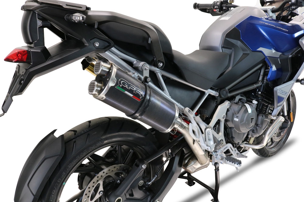 Escape compatible con Triumph Tiger 1200 Gt - Rally 2022-2024, Dual Poppy, Escape legal, homologado, silenciador con db killer desmontable y tubo de conexión específico 