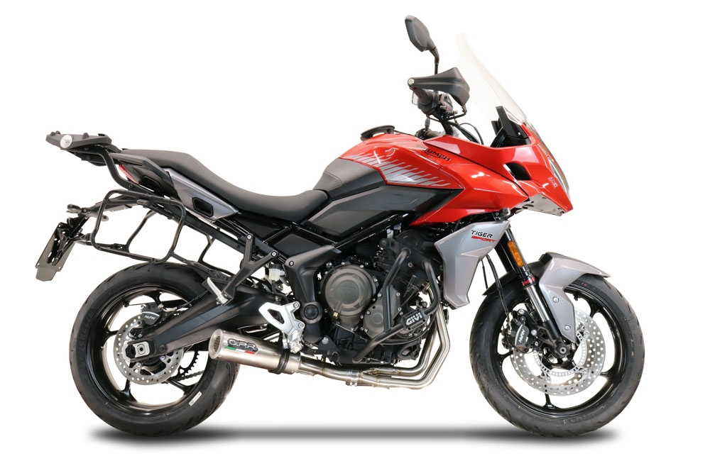 Escape compatible con Triumph Tiger Sport 660 2022-2024, M3 Titanium Natural, Escape completo homologado y legal,con catalizador incluido db killer extraíble 