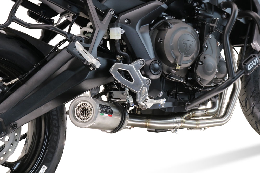 Escape compatible con Triumph Tiger Sport 660 2022-2024, M3 Titanium Natural, Escape completo homologado y legal,con catalizador incluido db killer extraíble 