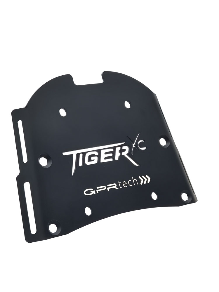 GPR TECH compatible con  Triumph Tiger 800 2011/2016 e3 Placa de fijación específica Top Case ALPITECH 35 LT compatible con portaequipajes original, fabricada en acero inoxidable con 4 puntos de anclaje