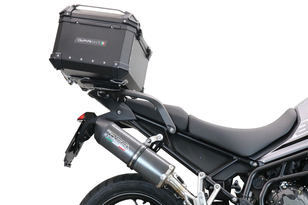 Baúl GPR TECH compatible con  Triumph Tiger 1200 Gt - Rally 2022/2024 e5 Baúl Alpi-Tech en aluminio, color negro con placa específica incluida Capacidad Litros 45