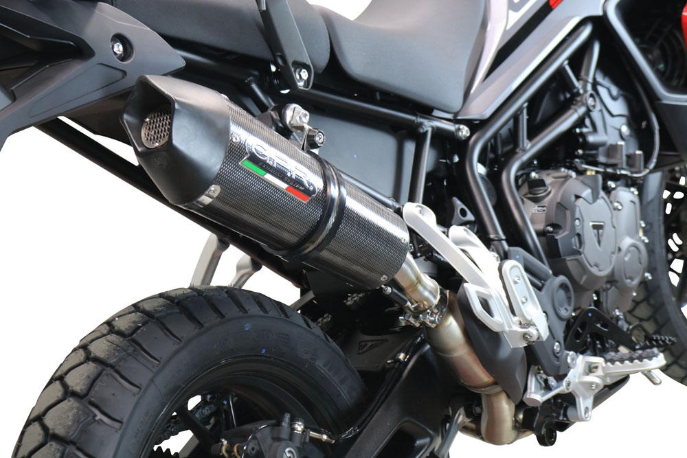 Escape compatible con Triumph Tiger 850 2020-2024, GP Evo4 Poppy, Escape legal, homologado, silenciador con db killer desmontable y tubo de conexión específico 