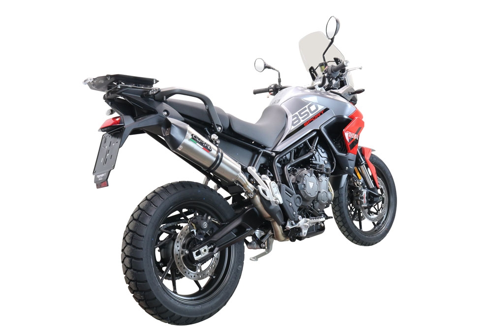 Escape compatible con Triumph Tiger 850 2020-2024, GP Evo4 Titanium, Escape legal, homologado, silenciador con db killer desmontable y tubo de conexión específico 