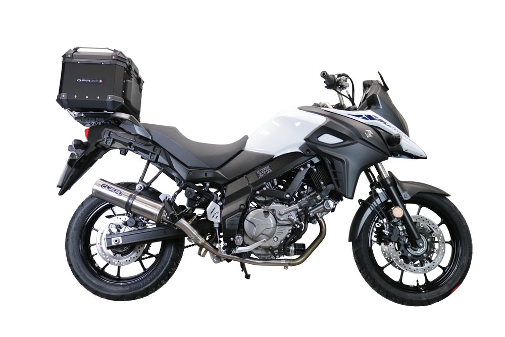 Baúl GPR TECH compatible con  Suzuki V-Strom Dl 650 2021/2024 e5 Baúl Alpi-Tech en aluminio color plata con placa específica incluida Capacidad Litros 35