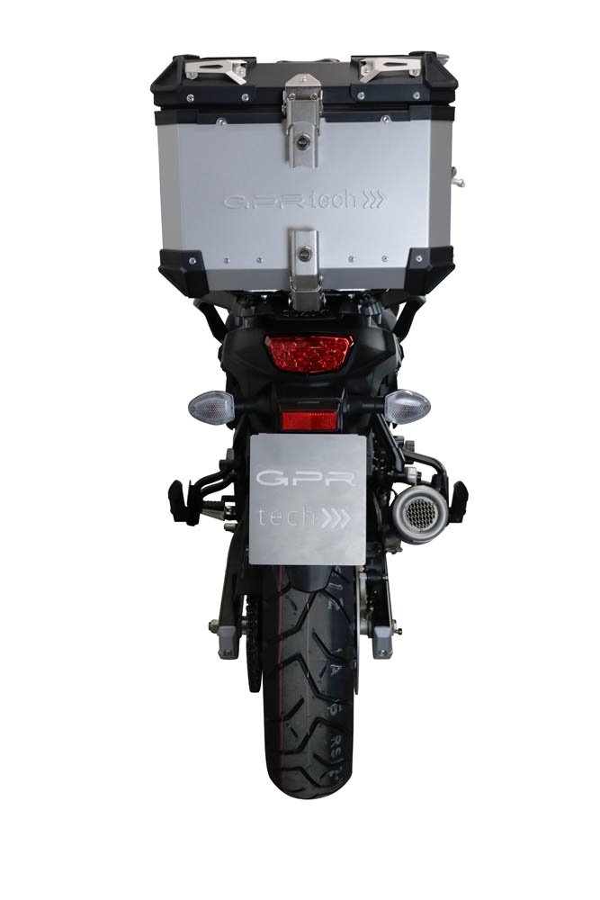 Baúl GPR TECH compatible con  Suzuki V-Strom Dl 650 2021/2024 e5 Baúl Alpi-Tech en aluminio color plata con placa específica incluida Capacidad Litros 35