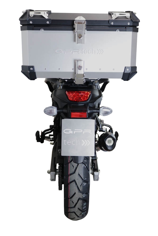 Baúl GPR TECH compatible con  Suzuki V-Strom Dl 650 2017/2020 e4 Baúl Alpi-Tech en aluminio color plata con placa específica incluida Capacidad Litros 55