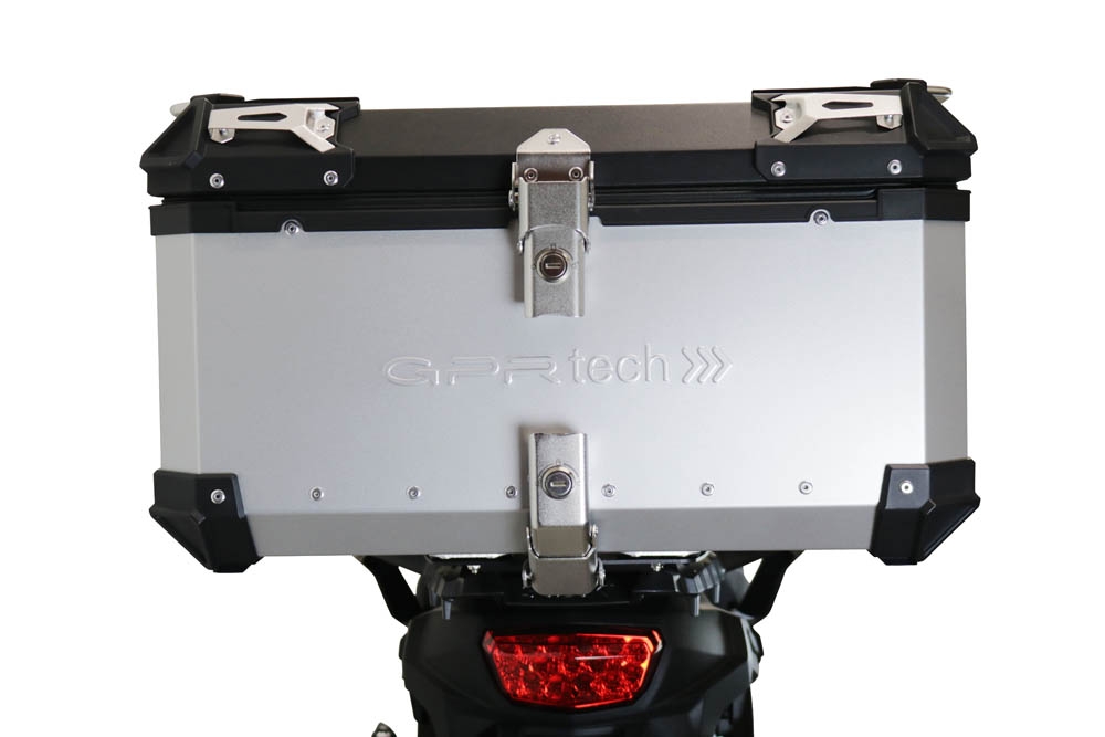 Baúl GPR TECH compatible con  Suzuki V-Strom Dl 650 2017/2020 e4 Baúl Alpi-Tech en aluminio color plata con placa específica incluida Capacidad Litros 55
