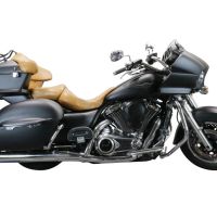 Escape compatible con Kawasaki Vulcan VN 1700 Voyager ABS 2011-2016, Maxy Deeptone Cruiser, Par de terminales de escape homologados, con db killer extraíbles y tubos de conexión específicos 