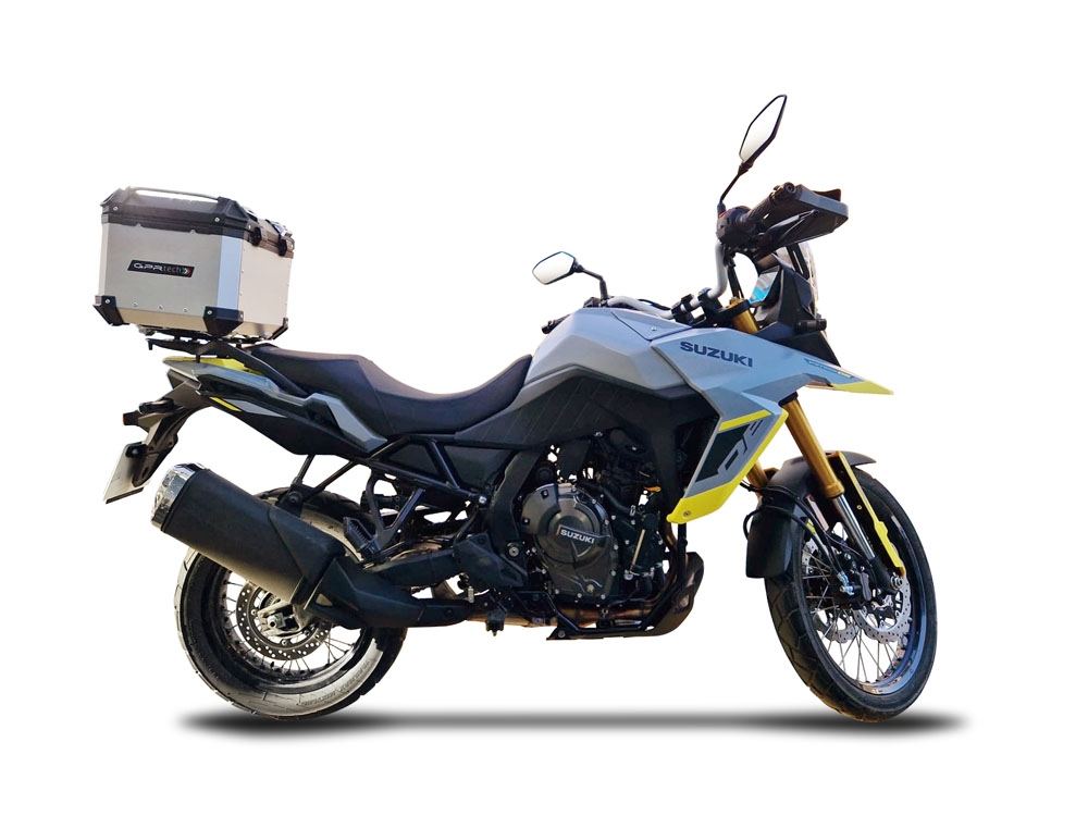 Baúl GPR TECH compatible con  Suzuki V-STROM DL 800 DE - SE 2023-2025 e5 Baúl Alpi-Tech en aluminio color plata con placa específica incluida Capacidad Litros 45