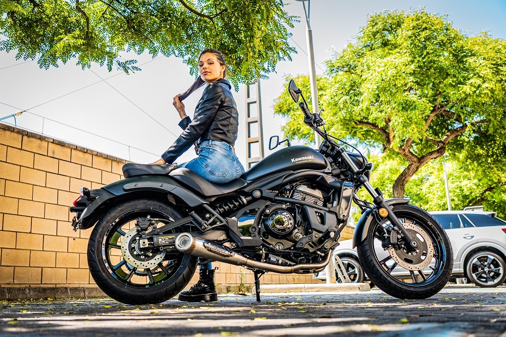Escape compatible con Kawasaki Vulcan 650 S 2017-2020, Powercone Evo, Escape completo, no legal para países de la UE, con db killer extraíble 