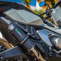 Escape compatible con Honda X-Adv 750 2021-2024, Furore Evo4 Nero, Escape legal, homologado, silenciador con db killer desmontable y tubo de conexión específico 