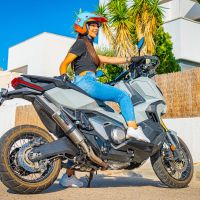 Escape compatible con Honda Forza 750 2021-2024, M3 Titanium Natural, Escape legal, homologado, silenciador con db killer desmontable y tubo de conexión específico 