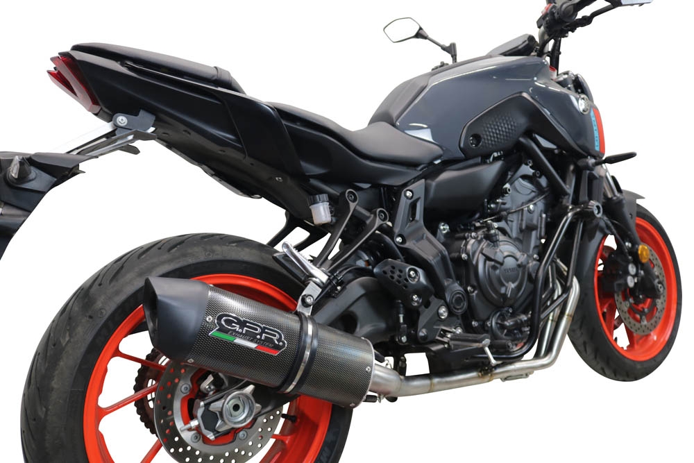 GPR escape compatible con  Yamaha Mt-07  2021-2024, Furore Evo4 Poppy, Escape completo homologado y legal,con catalizador incluido db killer extraíble 