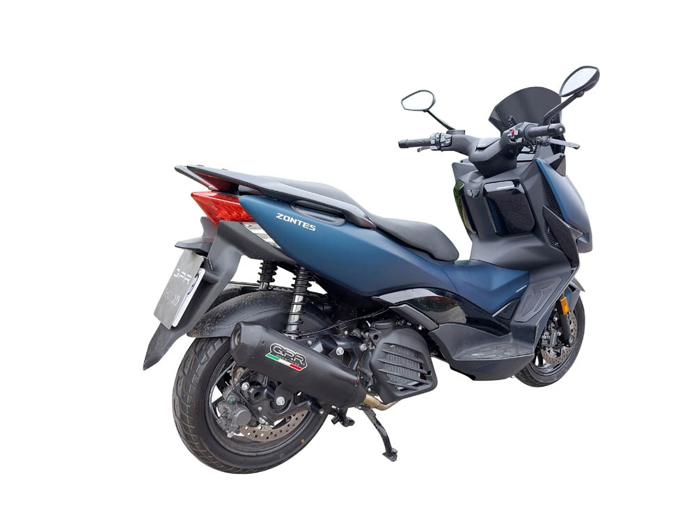 Escape compatible con Zontes M 125 2022-2024, Pentaroad Black, Escape completo, no legal para países de la UE, con db killer extraíble 