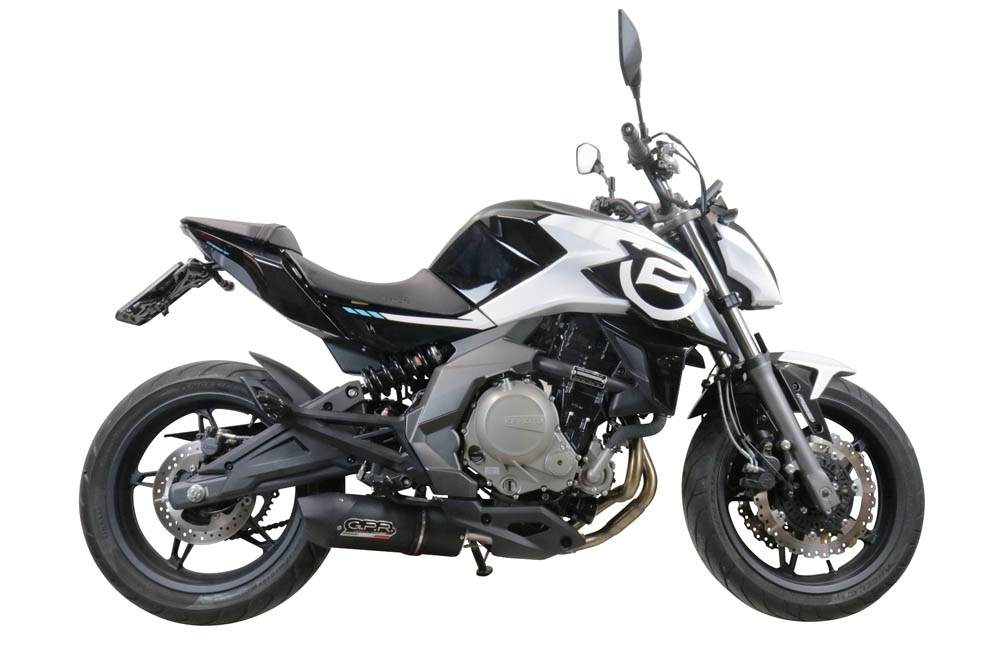 Escape compatible con Cf Moto 650 Nk 2021-2024, Furore Nero, Escape racing, silenciador con db killer y tubos de conexión 