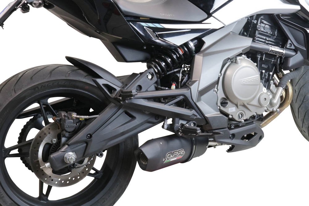 Escape compatible con Cf Moto 650 Nk 2021-2024, Furore Nero, Escape racing, silenciador con db killer y tubos de conexión 