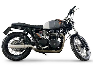 Escape compatible con Triumph BONNEVILLE T100 2001-2014, Deeptone Inox, Par de terminales de escape homologados, con db killer extraíbles y tubos de conexión específicos 