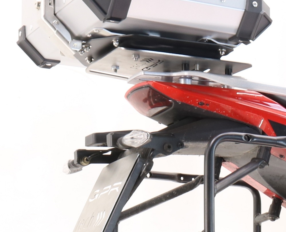 GPR TECH compatible con  Moto Morini X-CAPE 650 2021/2024 e5 Placa de fijación específica Top Case ALPITECH 35>55 LT compatible con portaequipajes original, fabricada en acero inoxidable con 4 puntos de anclaje