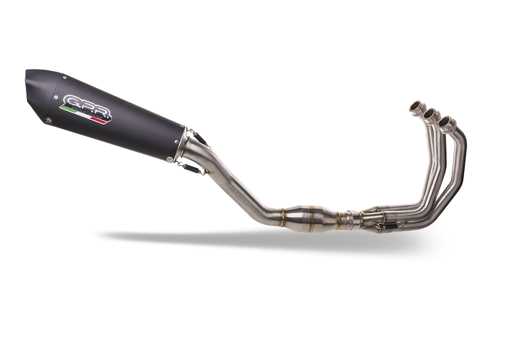 Escape compatible con Triumph Daytona 660 2023-2025, Gpe Ann. Black titanium, Escape completo homologado y legal, incluido db killer extraíble 