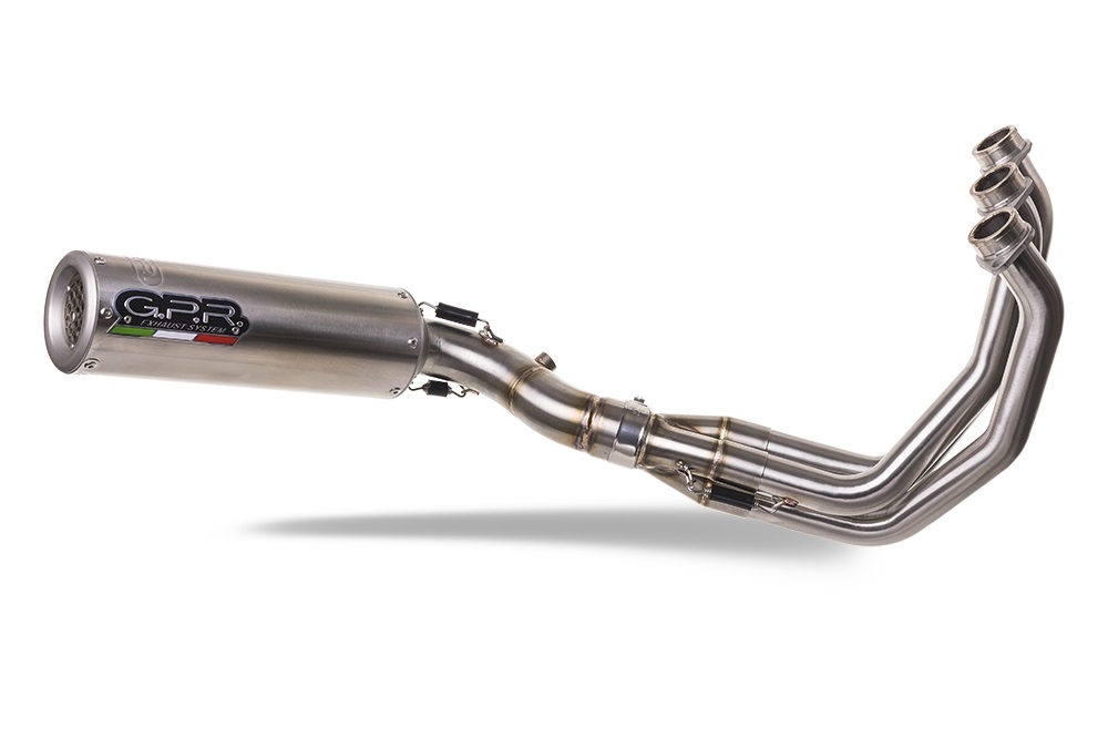 Escape compatible con Triumph Trident 660 2021-2024, M3 Titanium Natural, Escape completo, no legal para países de la UE, con db killer extraíble 